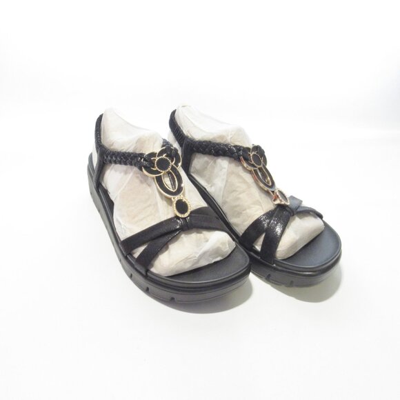 Alegria Embellished T-Strap Sandals- Roz - EU 38 (8-8.5) Black  NIB - Picture 1 of 8